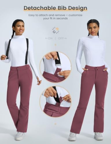 baleaf Waterproof Snow Pants Womens Insulated Ski Bibs