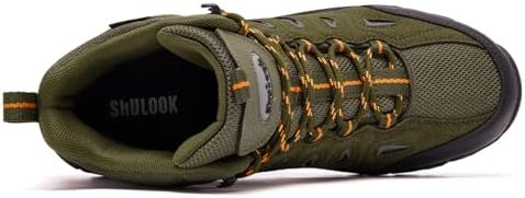 SHULOOK Men's Waterproof Hiking Boots Non-Slip Lightweight Mid Top Ankle Boot Breathable Hiker Trekking Shoes