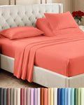 Flex Top Split Head King 4 Piece Sheet Set - Ultra-Soft, Breathable - Coral