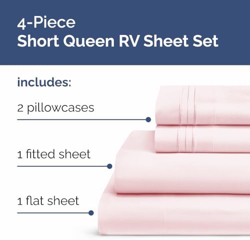 Short Queen Size 4 Piece Bed Sheet Set - RV Short Queen - Lavender Pink