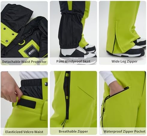 Womens Mens Ski Pants 3L Snowboard Snow Pants Insulated