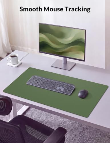 Leather Desk Pad Protector, 24" x 17", Olive Green Desk Mat