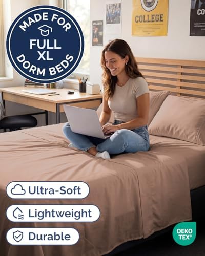 Full XL Sheets - 4 Piece Full XL Sheet Set - Breathable & Cooling - Mauve