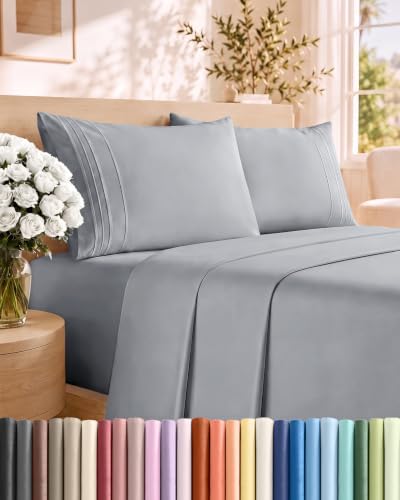 Full Size 4 Piece Sheet Set - Breathable & Cooling Sheets - Steel Blue