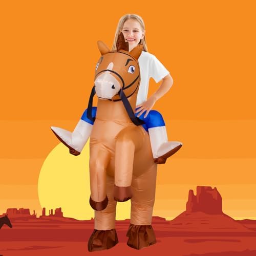 Stegosaurus Inflatable Horse Costume for Kids Halloween Riding a Horse Cowboy Costumes Funny Blow up Costumes for Boys Girls Cosplay Party