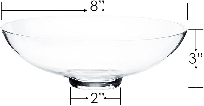 CYS EXCEL Glass Small Decorative Footed Bowl (H:3" D:8") Fruit Display Terrarium Compote Pedestal Vase Kitchen Table Centerpiece