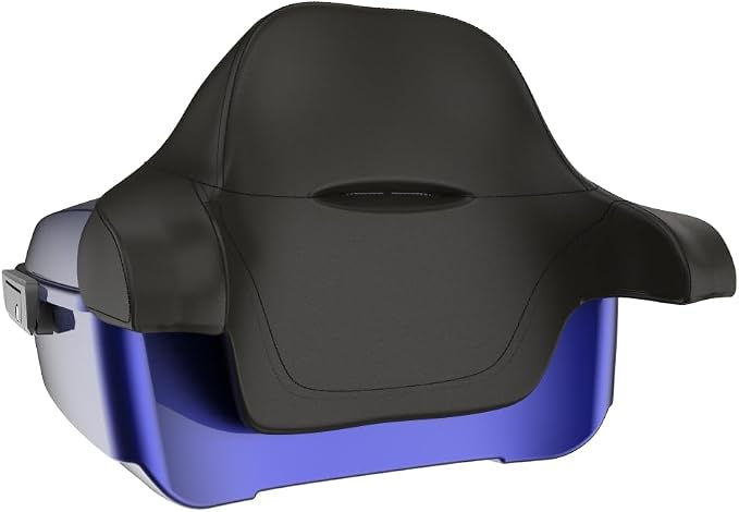 Advanblack Road Glide Tour Trunk Pack Zephyr Blue King Tour Trunk Pack Luggage +Wrap-Around Backrest Pad for '97-'25 Harley Touring Road King Street Glide Electra Glide CVO models