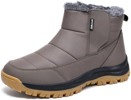 Jakcuz Plus Size Men's Water Resistant Winter Snow Boots with Warm Faux Fur