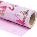 WRAPAHOLIC 30 Inch Jumbo Reversible Christmas Wrapping Paper - 30 Inch x 100 Feet Jumbo Roll Pink Gingerbread House and Solid Pink Wrapping Paper for Christmas, Holiday, Party Celebration