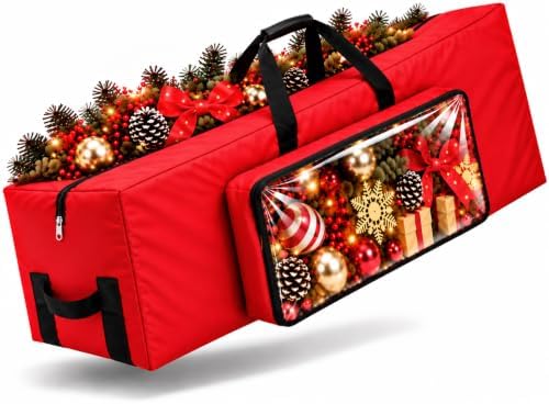 2 Pack Christmas Tree Storage Bags with Mesh Pocket and Clear Window