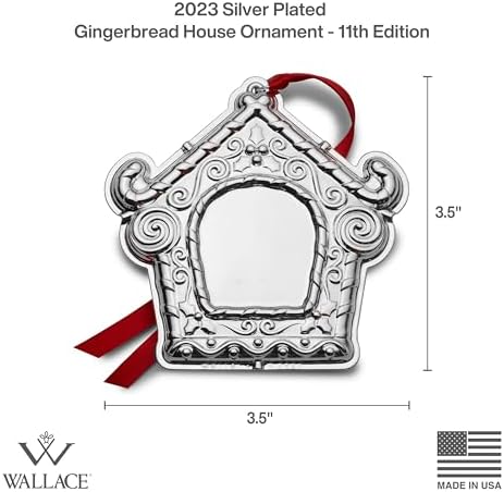 Wallace 2023 Silver Plated Gingerbread House Engraveable Ornament, 11th Edition