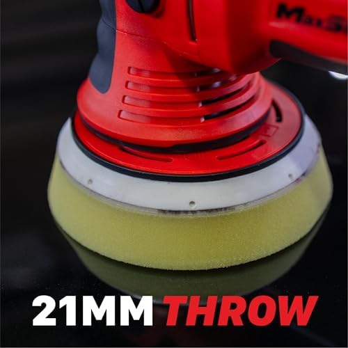 Maxshine MB21 Pro Brushless DA Polisher – 21mm Long Throw Car Buffer with 6” Backing Plate, 1200W Motor, 5/16”-24 Thread & 6-Speed Control – Auto Detailing Tool for Cars, Trucks, SUVs & Boats