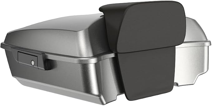 Advanblack Road Glide Tour Trunk Pack Mercury Silver Chopped Tour Trunk Pack Backrest Pad for '97-'25 Harley Touring Road King Street Glide Electra Glide CVO models