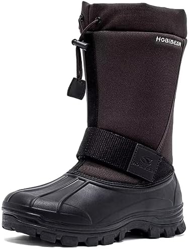 HOBIBEAR Men's Waterproof Snow Boots, Insulated Pull-On Winter Boots