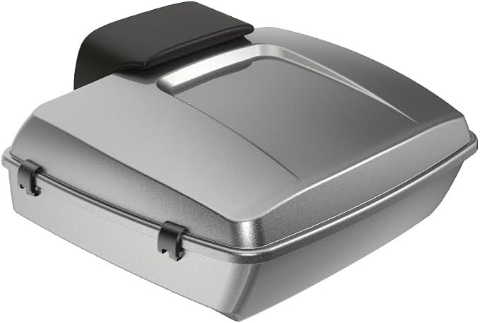 Advanblack Road Glide Tour Trunk Pack Mercury Silver Chopped Tour Trunk Pack Backrest Pad for '97-'25 Harley Touring Road King Street Glide Electra Glide CVO models