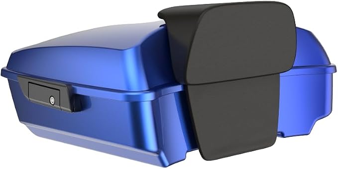 Advanblack 2026 Road Glide Tour Trunk Pack Aurora Blue Denim Chopped Tour Trunk Pack Backrest Pad for '97-'26 Harley Touring Road King Street Glide Electra Glide CVO models