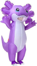Stegosaurus Kids Axolotl Inflatable Costume Blow-Up Costumes for Boys Girls Funny Inflatable Costumes for Parties & School Events Purple