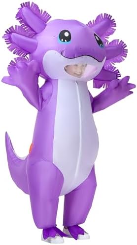 Stegosaurus Kids Axolotl Inflatable Costume Blow-Up Costumes for Boys Girls Funny Inflatable Costumes for Parties & School Events Purple