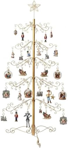 HOHIYA 6.5 Ft Gold Ornament Display Tree 174 Hook Metal Christmas Stand