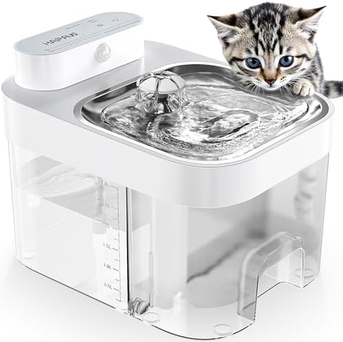 Cat Water Fountain, Wastewater Separation & No Filter Cotton, Pet Water Dispenser with 101oz/3L Large Capacity Tank, Wireless Automatic Water Fountains for Cats Indoor Cat Watering Supplies