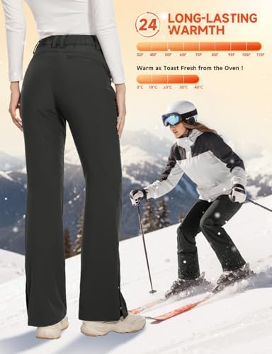 Moosehill Women's Snow Ski Pants : Water Resistant Fleece Lined Flare Fit