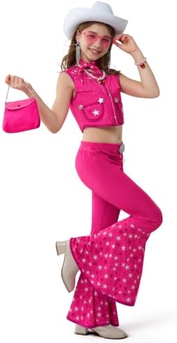 Spooktacular Creations Girls Western Outfit, Pink Cowgirl Costume, Disco Movie Dress Up for Halloween Cosplay Party