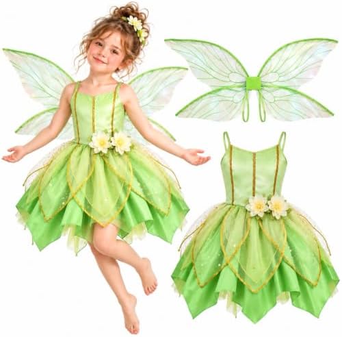 Latocos Fairy Dress Costume for Girls, Toddler Fairy Dress Butterfly Wings
