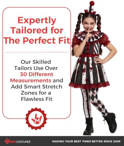 Morph Scary Clown Costume For Girls, Girls Halloween Costumes for Kids