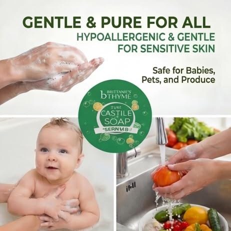 Brittanie's Pure Organic Castile Liquid Olive Oil Soap Refill, Rosemary Peppermint, 1 Gallon | Face, Body Wash, Dishes, Pets & Laundry | Vegan & Gluten Free Non-GMO