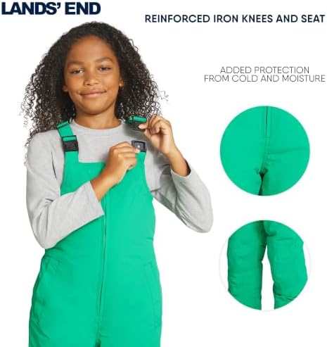 Lands' End Unisex Kids Squall Waterproof Adjustable Insulated Iron Knee Snow Bib Overalls