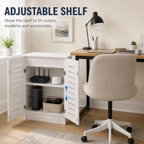 Large WiFi Router Storage Cabinet, Stable Floor Standing Hider