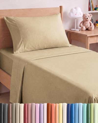 Twin XL Size 3 Piece Sheet Set - Comfy Breathable & Cooling - Heathered Tan