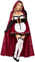 Women Little Red Riding Hood Costume Corset Dress Cape Halloween Outfit