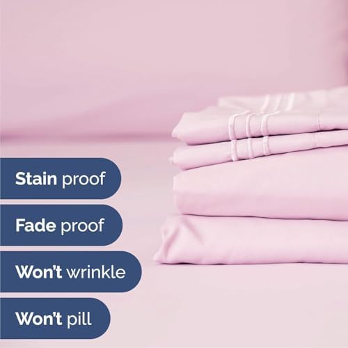 Cal King Size 4 Piece Sheet Set - Breathable & Cooling Sheets - Light Pink