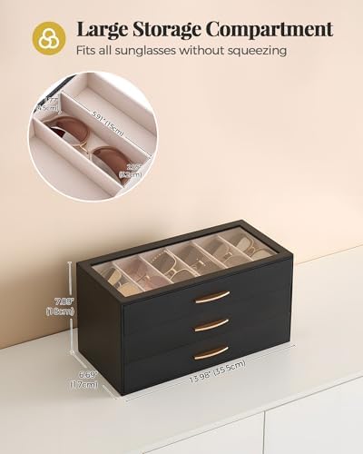 Lolalet Sunglasses Organizer Case for Women, Eyeglass Storage Holder