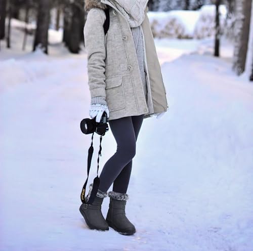 TEMOFON Women Snow Boots Waterproof: Fur Lined Warm Winter Ankle Booties