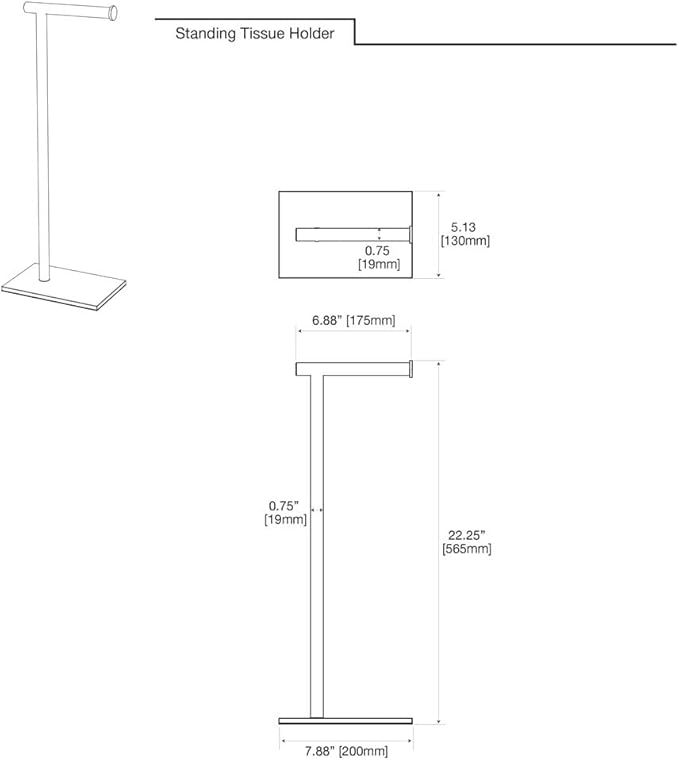 Gatco 1431W Modern Rectangle Base Freestanding Toilet Paper Holder, 21.25", Matte White with Weighted Base