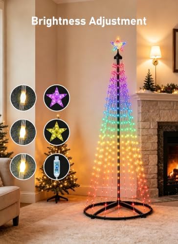 oneup 7FT Christmas Cone Tree Light,Smart RGB Light with App & Remote