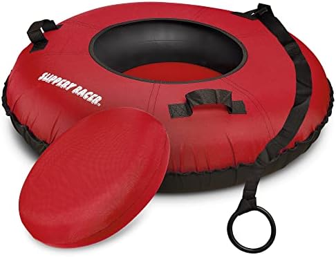 Slippery Racer Heavy Duty Commercial Grade Inflatable Snow Tube with Cover and Rope, PVC Bottom, 44"-Blue