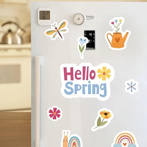 Easter & Spring Forest Magnets - 24Pcs Woodland Animal Fridge Magnets Set, Fox Deer Butterfly Sun Rainbow, Cute Spring Decor for Kids, Easter Basket Stuffers, Classroom & Refrigerator (E)