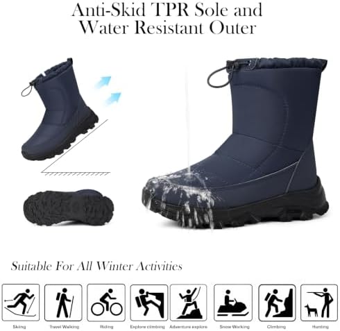TEMOFON Winter Snow Boots for Women: Comfortable Warm Fur Lined Ankle Boot