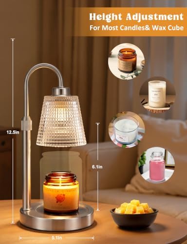 Satin Nickel Candle Warmer Lamp with Timer Home Decor Gifts for Women