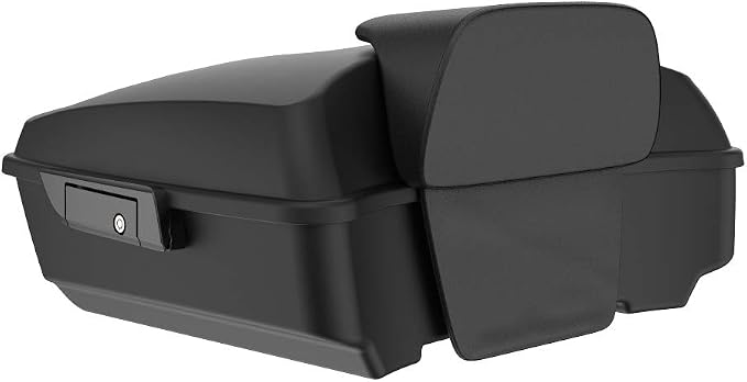 Advanblack Road Glide Tour Trunk Pack Denim Black Chopped Tour Trunk Pack Backrest Pad for '97-'25 Harley Touring Road King Street Glide Electra Glide CVO models