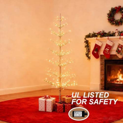 LIGHTSHARE 6FT 325L Lighted Starlit Tree, Warm White, for Home, Festival, Party, and Christmas Decoration, Indoor and Outdoor Use, Brown