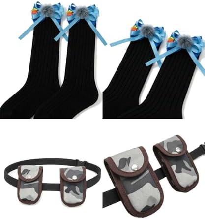 Kids Police Officer Costume Dress Set with Bunny Headband Socks, Girl Halloween Rabbit Cosplay Halloween Set 3-9Y
