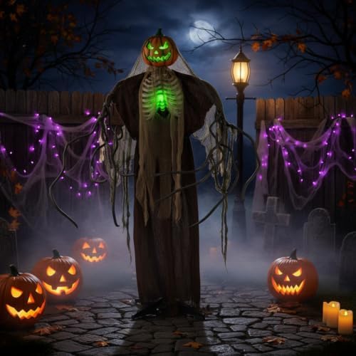 Tangkula 6 FT Halloween Animatronics Standing Pumpkin Scarecrow Decorations