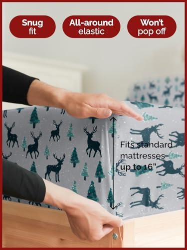 Christmas Sheet Set, Christmas Reindeer, Holiday Xmas Bedding Set - Full