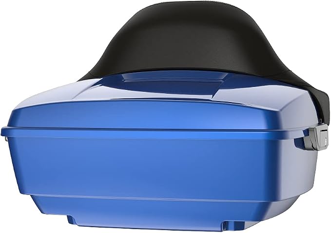 Advanblack Road Glide Tour Trunk Pack Superior Blue King Tour Trunk Pack Luggage +Wrap-Around Backrest Pad for '97-'25 Harley Touring Road King Street Glide Electra Glide CVO models