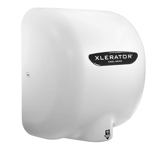 Excel Dryer XL-BWV Hand Dryer XLERATOR XL-BW Automatic, Surface-Mounted, White Thermoset (BMC) Cover, 208-277V Standard Nozzle