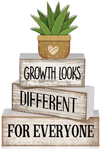 Lineshading 4 Pcs Farmhouse Table Decor, Inspirational Office Shelf Decor